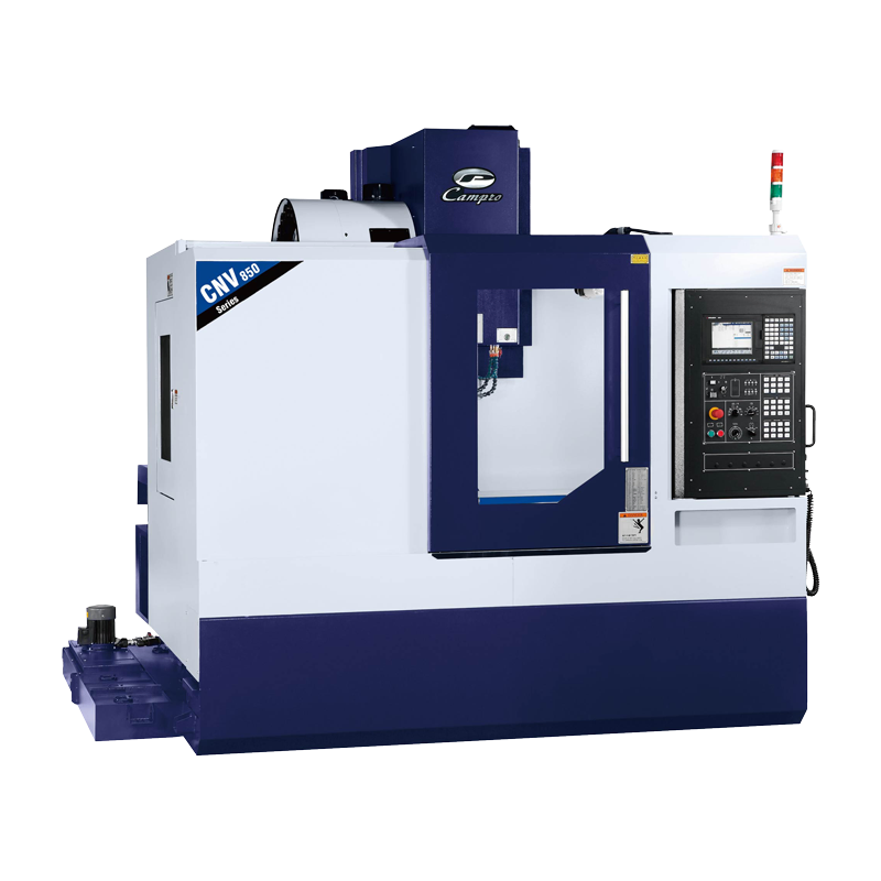 An image showcasing a Campro CNV-850. The CNV-850 is designed for long-term high accuracy and superior surface finishes. Classic manufacturing methods and ultra-rigid construction are combined with advanced technological features to provide exceptional precision machining operations.