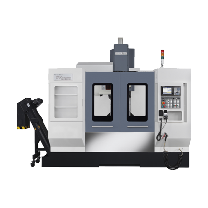 Image of the SV1050 Vertical Machining Center, featuring a robust and advanced design capable of reaching speeds up to 15,000 rpm with a 42HP motor. Highlighted are the machine's extra functions and speed, emphasizing its capability for high-efficiency and precision in manufacturing.